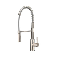 Dura Faucet RV Swivel DF-MK504SLK-SN High-Arc Spring Kitchen Sink Faucet - Single Handle - Kitchen Faucet with Pull-Down Sprayer - Optional Deck Plate (Brushed Satin Nickel)