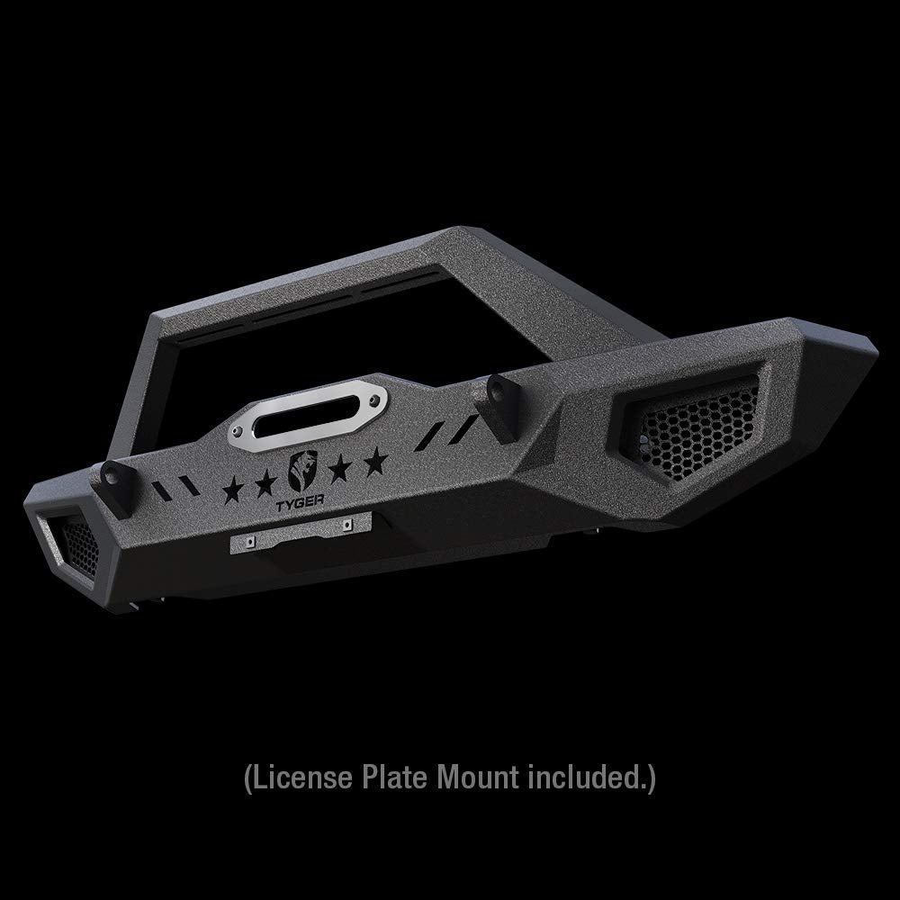 Tyger Auto Front Bumper Kit TG-BP6J85368 with Winch Plate D-Ring Mount Compatible with 1987-2006 Jeep Wrangler TJ/YJ | Textured Black | Rock Crawler