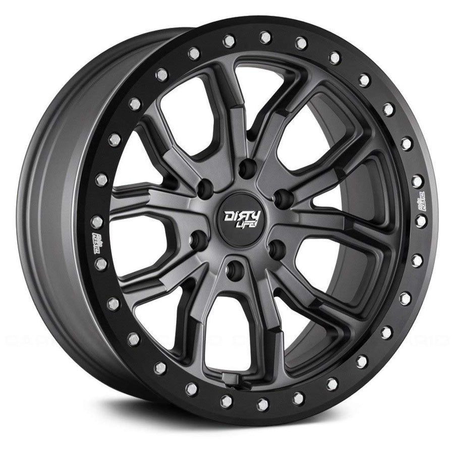 17x9 DT-1, Bolt Pattern: 5x5/, Offset: -12, MATTE GUNMETAL W/SIMULATED RING, set of 1