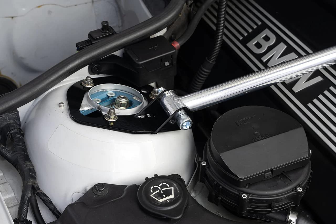 Performance HPS Polished Front Strut Bar Tower Brace Compatible for 2002-2006 BMW E46 with flat top strut towers, 42-103P