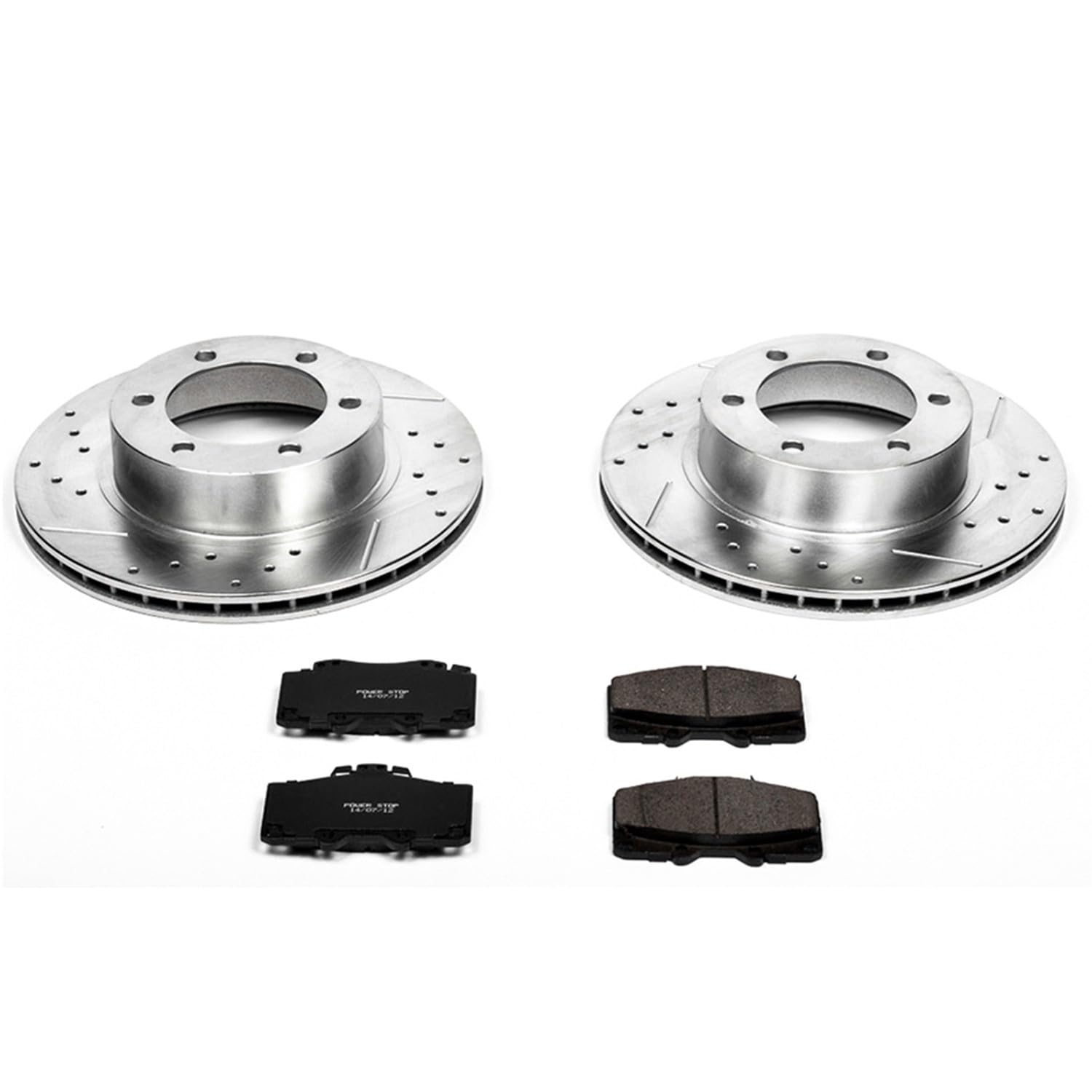 Power Stop K1236 Z23 Carbon Fiber Brake Pads with Drilled & Slotted Brake Rotors Kit For Toyota 4Runner 1995-2002, Tacoma 2004 [Model Specific]