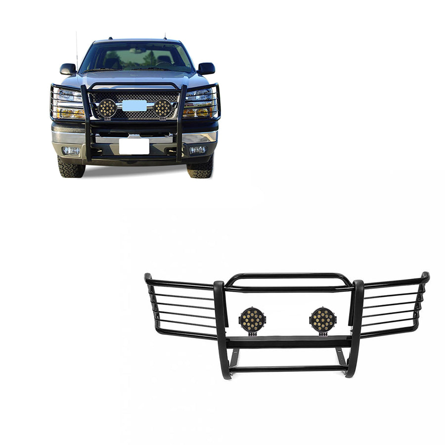 Bumper Guard Modular Black Horse Grille brush W/Set of 7.0"LED Lights Compatible with 92-94 K5 Blazer/S15 Jimmy|95-98 Silverado|99 Suburban 1500|95-99 Tahoe|88-98 Sierra 1500|92-99 Yukon-17GJ23MA-PLB