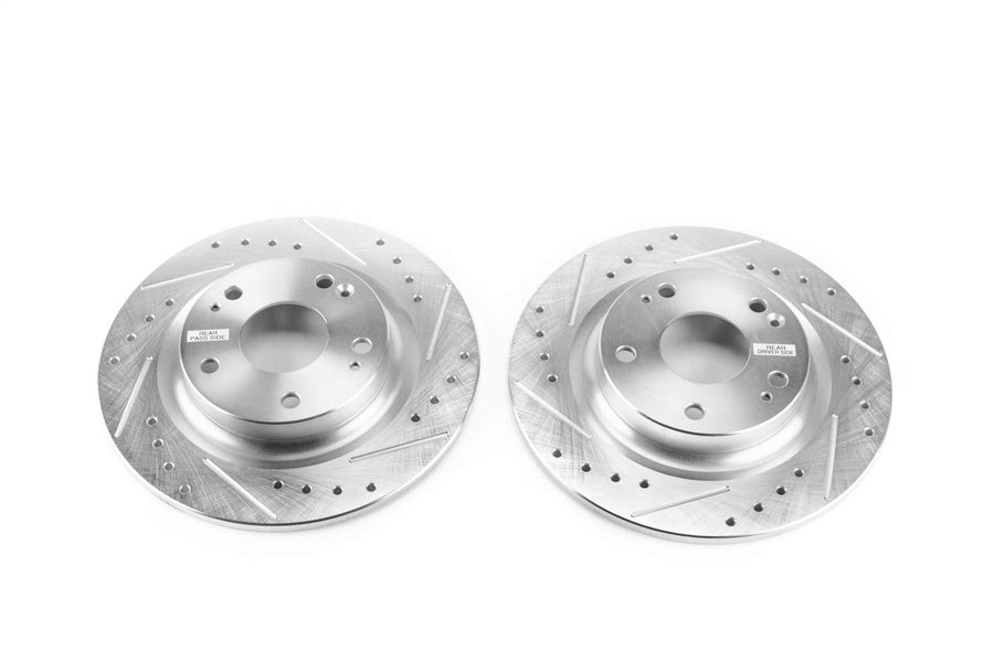 Power Stop JBR1747XPR Rear Brake Rotor Pair Drilled and Slotted For Honda Civic 2017-2020 [Model Specific]