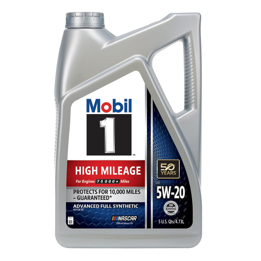 Mobil 1 Full Synthetic High Mileage Motor Oil 5W-20, 5 Quart