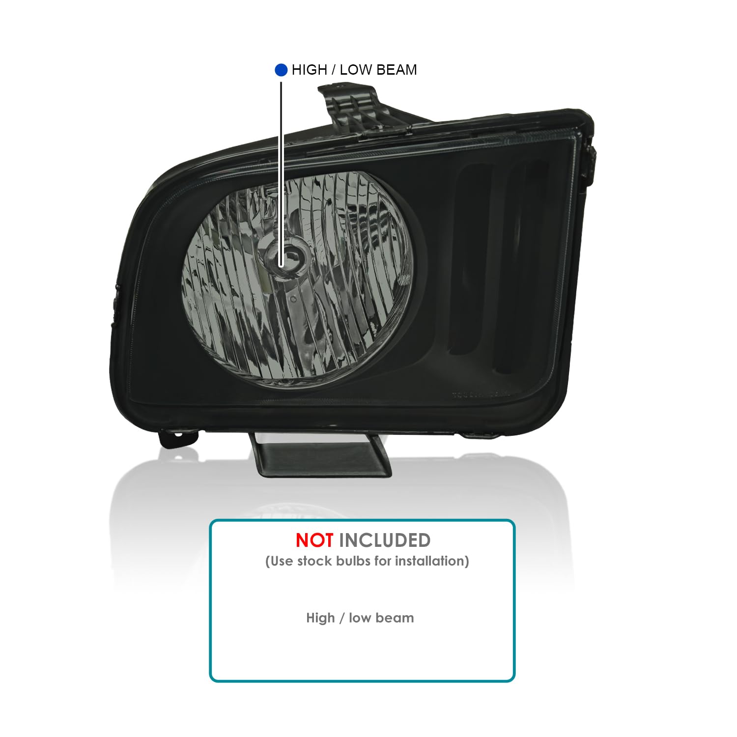 Smoke SPEC-D TUNING Headlights Compatible with 2005-2009 Ford Mustang GT, Left + Right Pair Headlamps Assembly