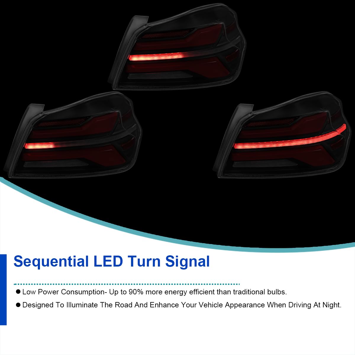 Full LED Black Smoke Red Tail Lights w/Sequential Signal, SPEC-D TUNING Startup Animation Compatible with 2015-2021 Subaru WRX and WRX STI