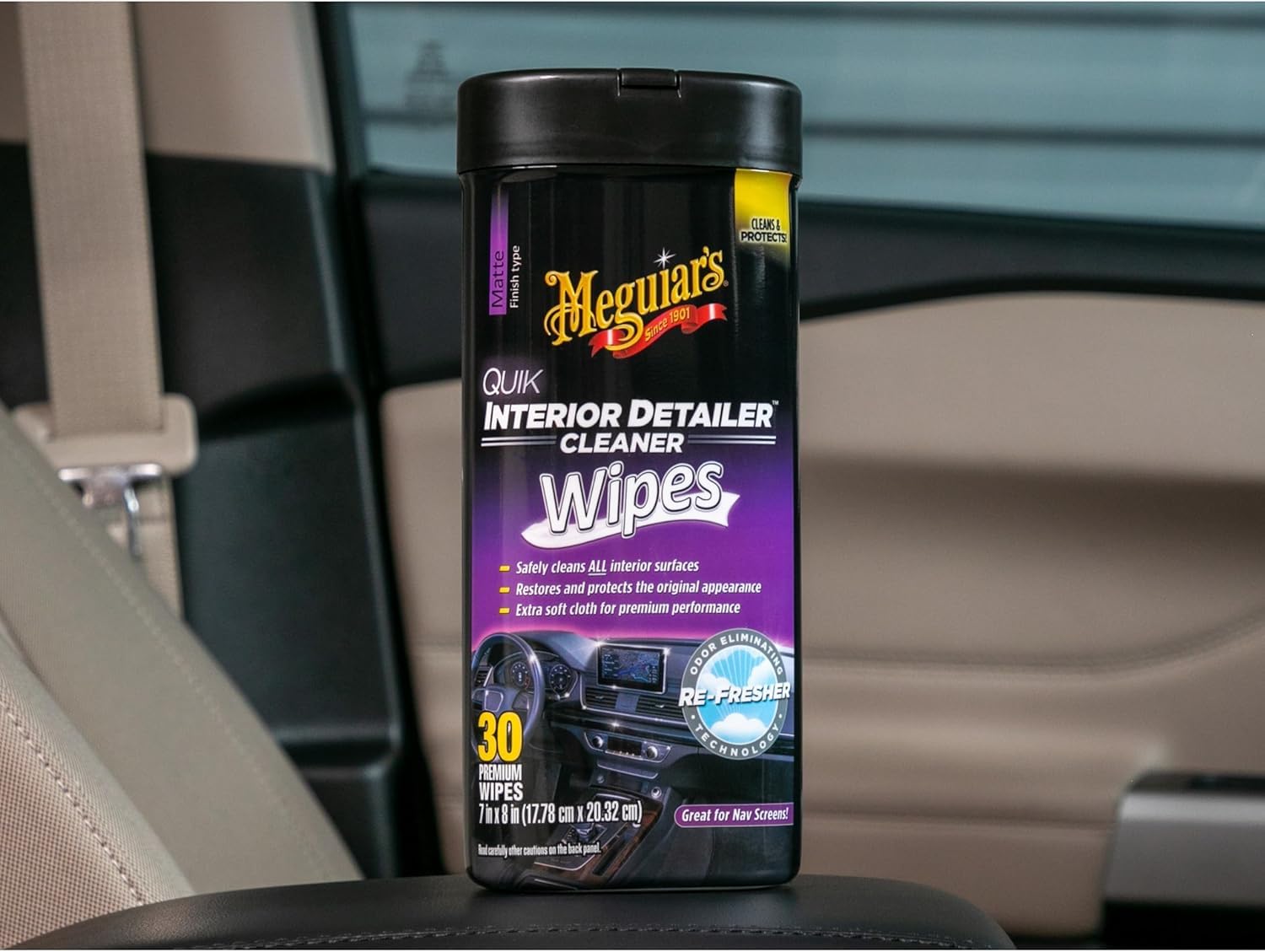 Meguiar's Quik Wipes Interior Detailer, Cleans, Protects & Refreshes All Car Surfaces, 30 Ct, 3 Pack