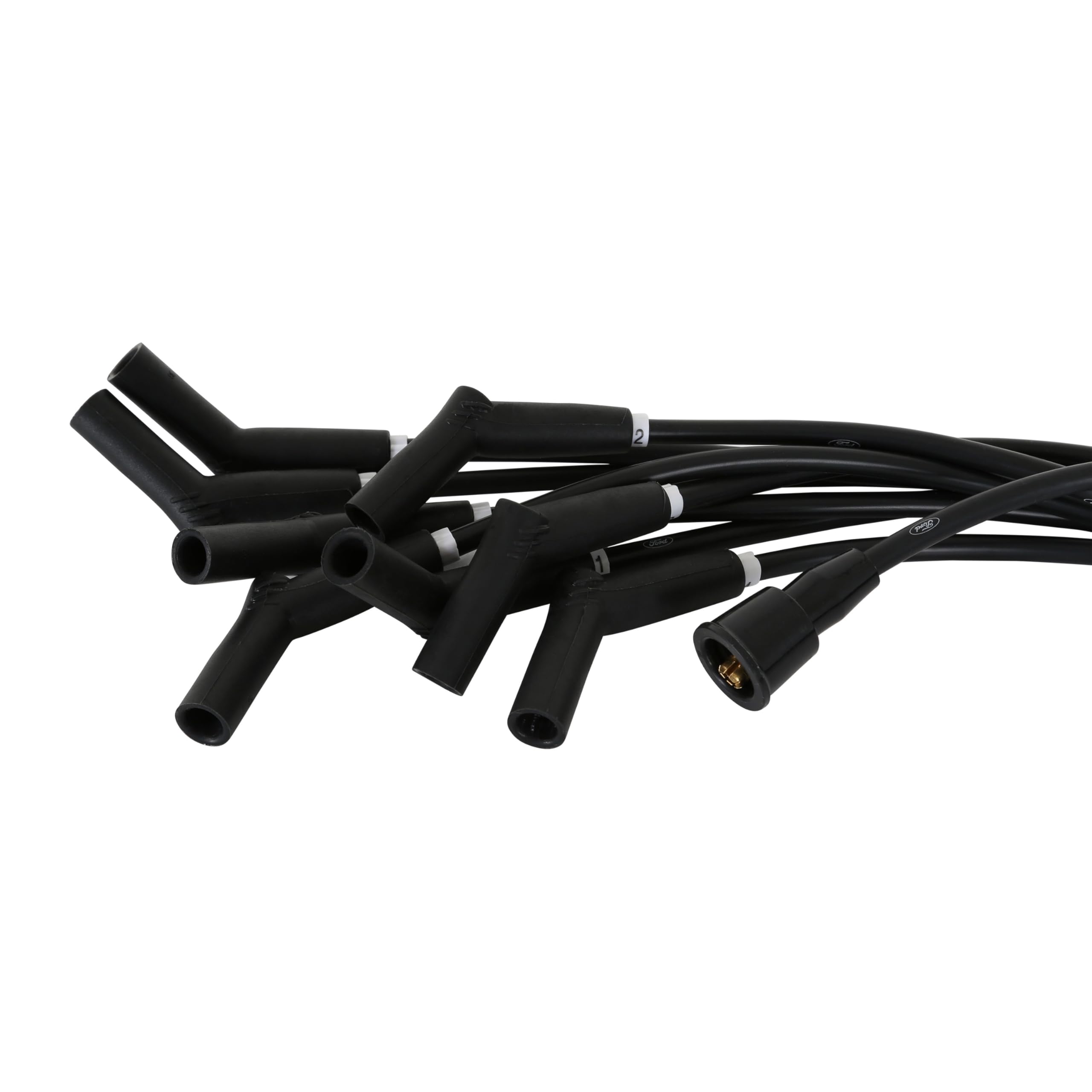 Scott Drake 8mm Black Concours Ignition Wires with Ford Logo for 289/302 Engines, Compatible with 1964-1973 Ford Mustang, Model C5OZ-12259-BK8