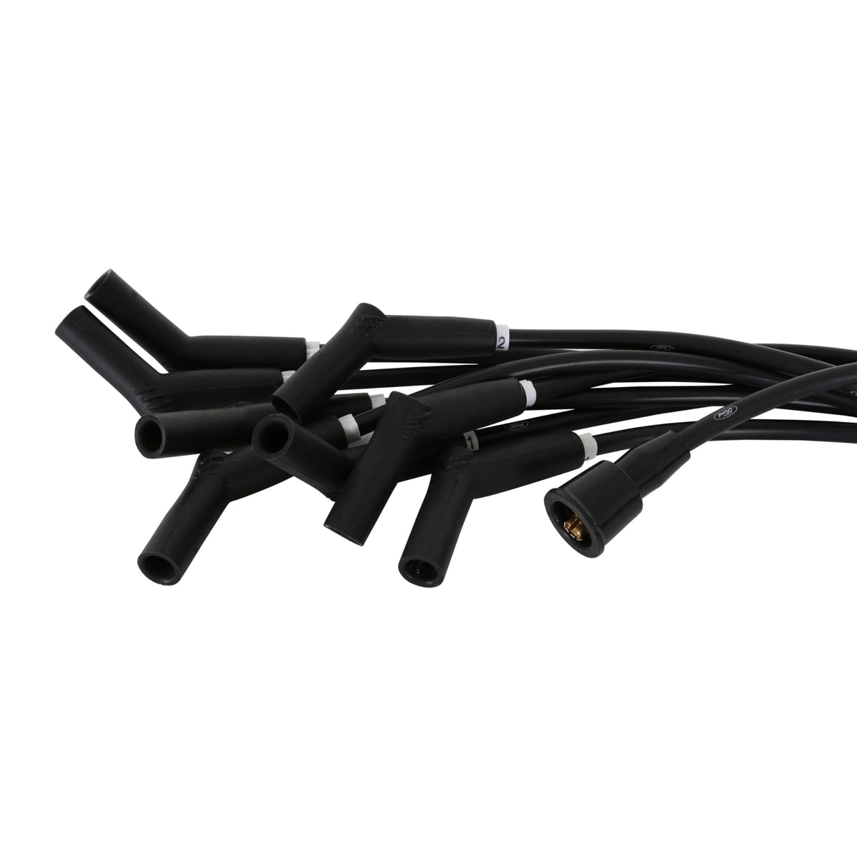 Scott Drake 8mm Black Concours Ignition Wires with Ford Logo for 289/302 Engines, Compatible with 1964-1973 Ford Mustang, Model C5OZ-12259-BK8