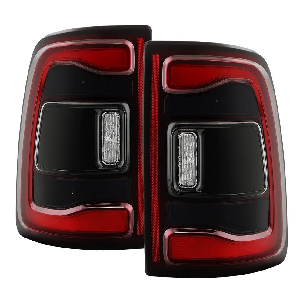 Dodge Ram 2500 Spyder (POE) 19-24 OE Plus (Fit Halogen Model Only) Black Bezel w/Smoke Signal LED Tail Light - Red Black