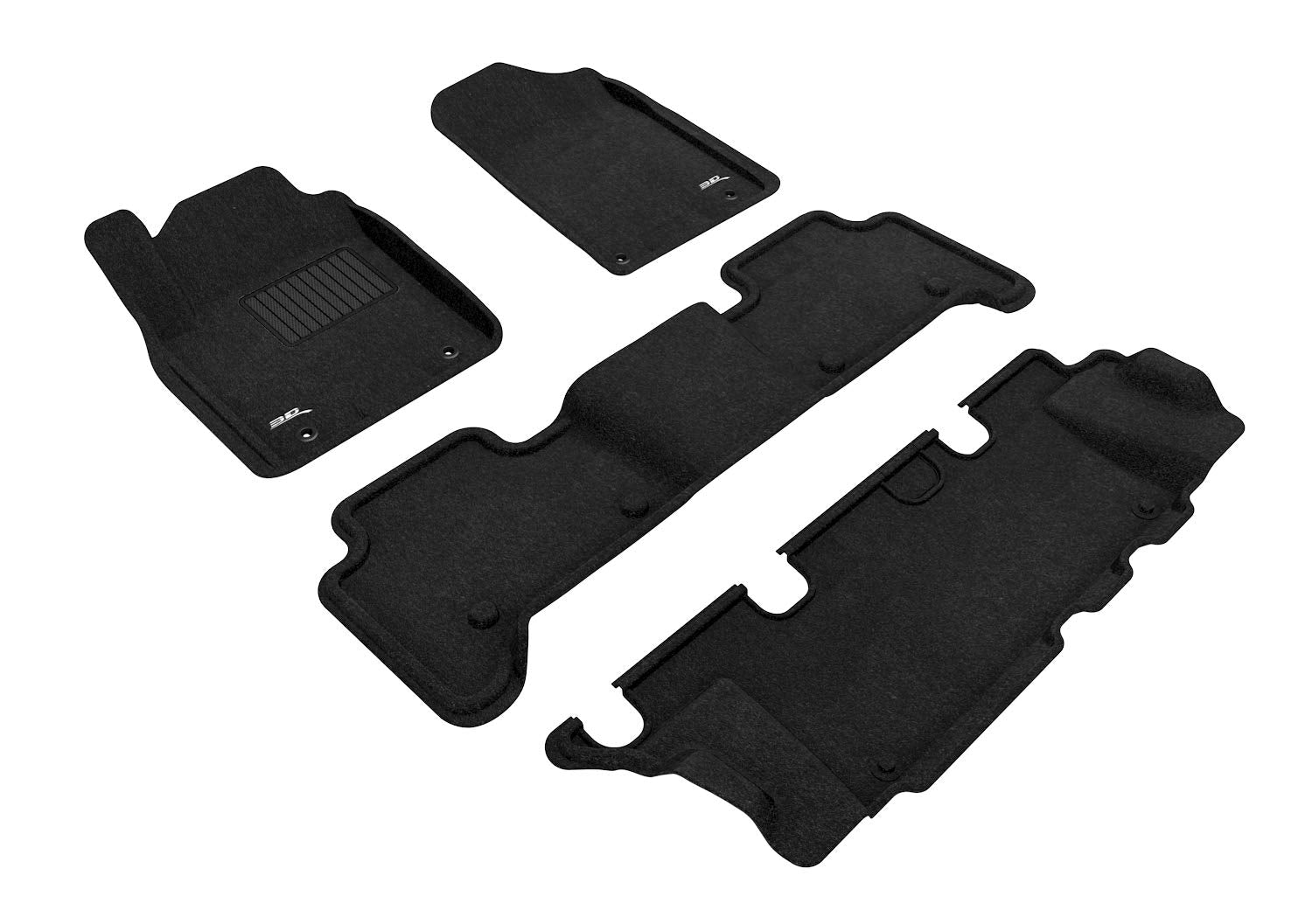 3D MAXpider Elegant Custom Fit Floor Mat (Black) for 2011-2021 Infiniti QX80 / QX56-1ST Row 2ND Row 3RD Row