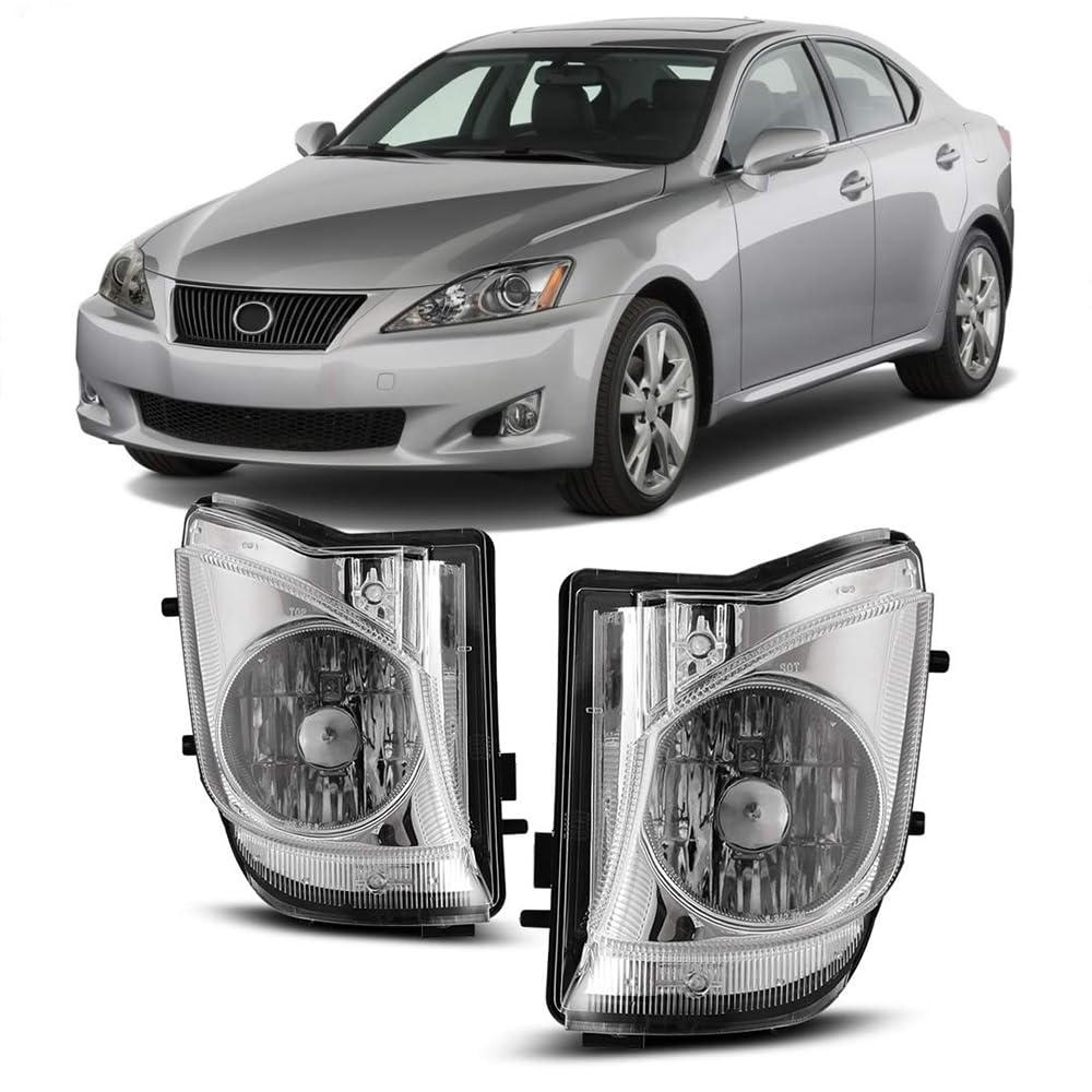 Winjet Fog Light Replacement Pair WJ30-0586-09 Left & Right Driver Passenger Side OE Fitment Bulbs Included for 2006-2009 Lexus IS 250 IS 350 - Clear Lens