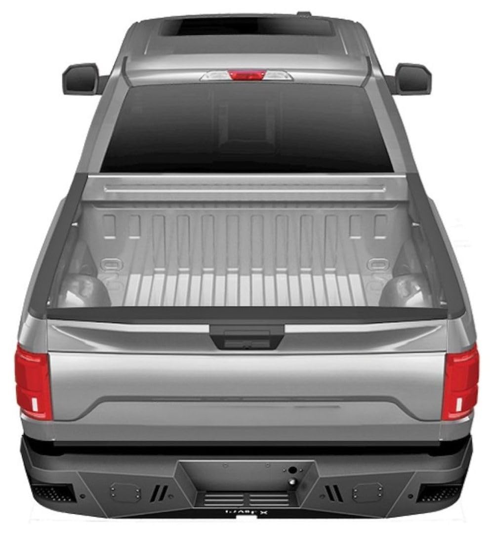 TrailFX Rear Bumper RLDB001TI Fits Ford F-150 2015-2020 One Piece Titanium Black Powder Coated Steel Direct Fit No Drill OE Sensor Compatible