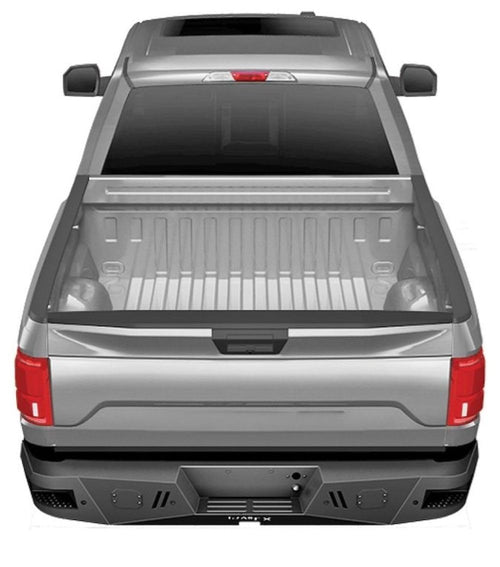 TrailFX Rear Bumper RLDB001TI Fits Ford F-150 2015-2020 One Piece Titanium Black Powder Coated Steel Direct Fit No Drill OE Sensor Compatible
