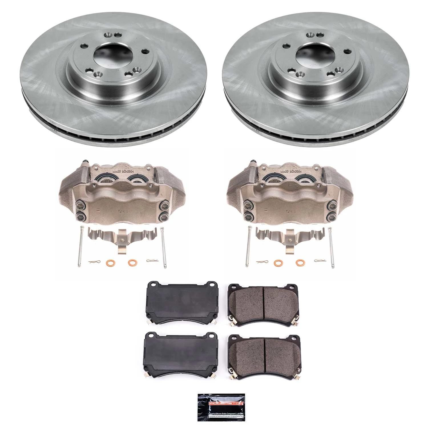 Power Stop KCOE5843 Front Brake Caliper Kit- Brake Rotors, Brake Pads & Calipers For Hyundai Genesis 2009-2014 [Model Specific]