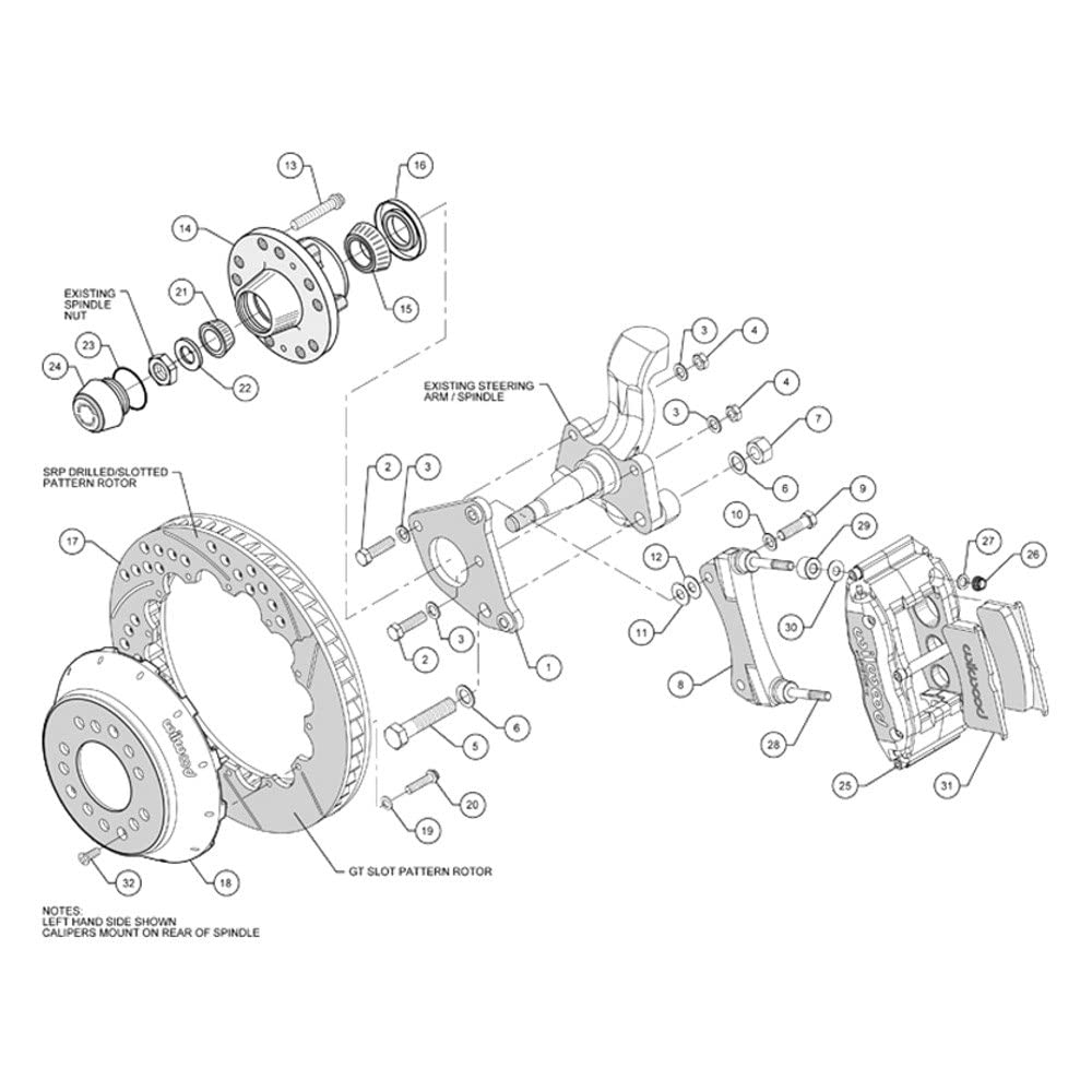 Front Hub Kit FNSL6R, 14.00", Drill, Red