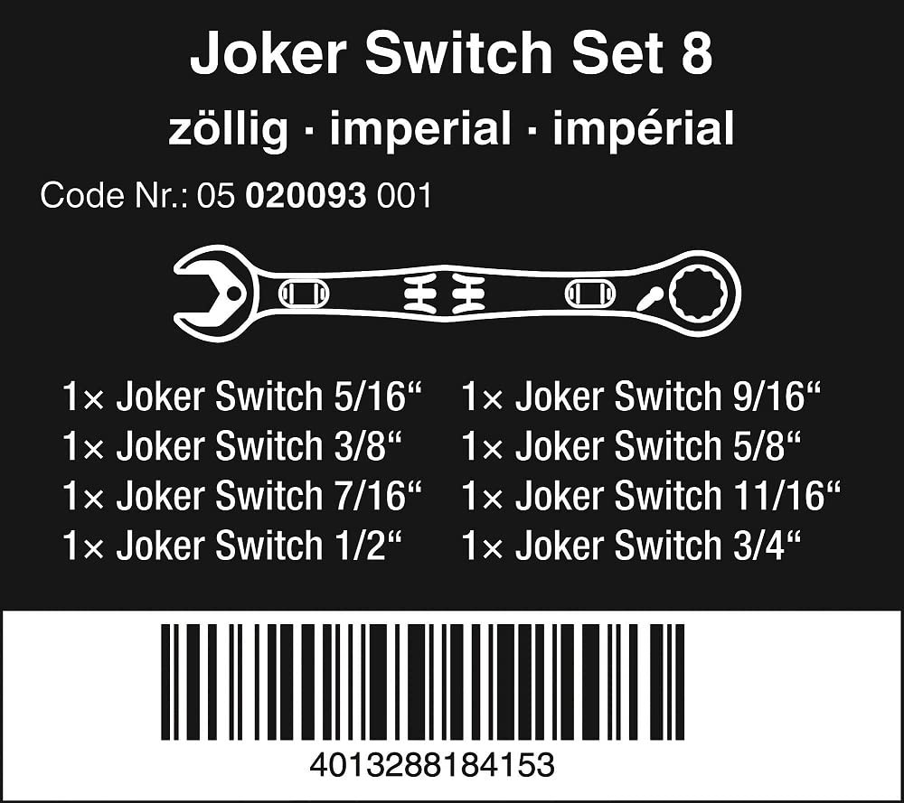 8PC Joker Switch RATCHETING Imperial Combo Wrench Set