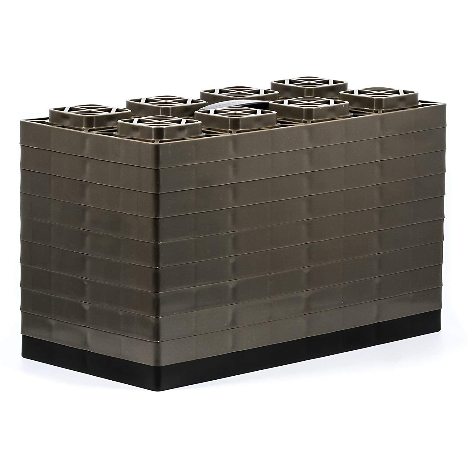 Camco 4x2 Fasten Leveling Block for Dual Tires, Interlocking Design Allows Stacking to Desired Height, Includes Secure T-Handle Carrying System, Brown (Pack of 10) - 44525