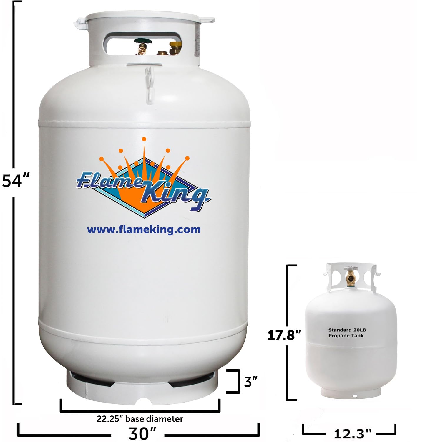 Flame King 420LB YSN420ASME (120 Gallon) ASME Vertical Steel Propane Tank, White