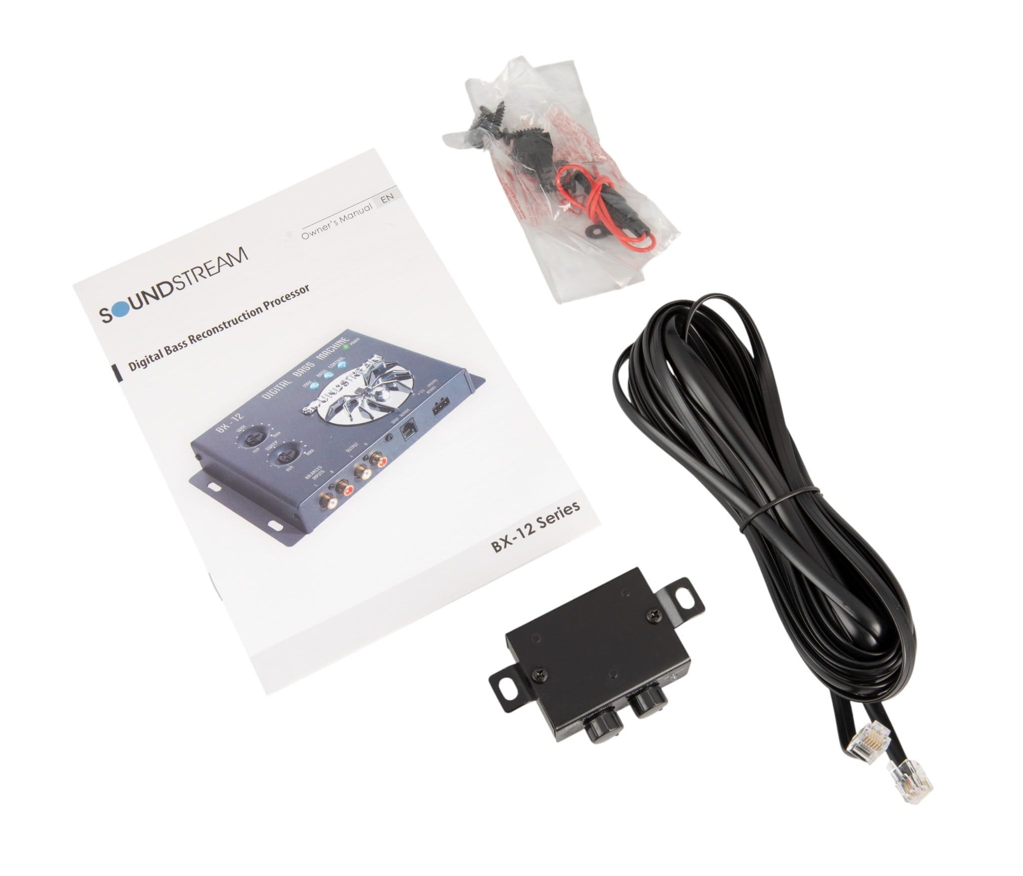 Bass Processor Soundstream BX-12W – White | Subwoofer Bass Booster and Epicenter Alternative for Factory & Aftermarket Sound Systems | Car Audio Bass Restoration Processor with Remote Control