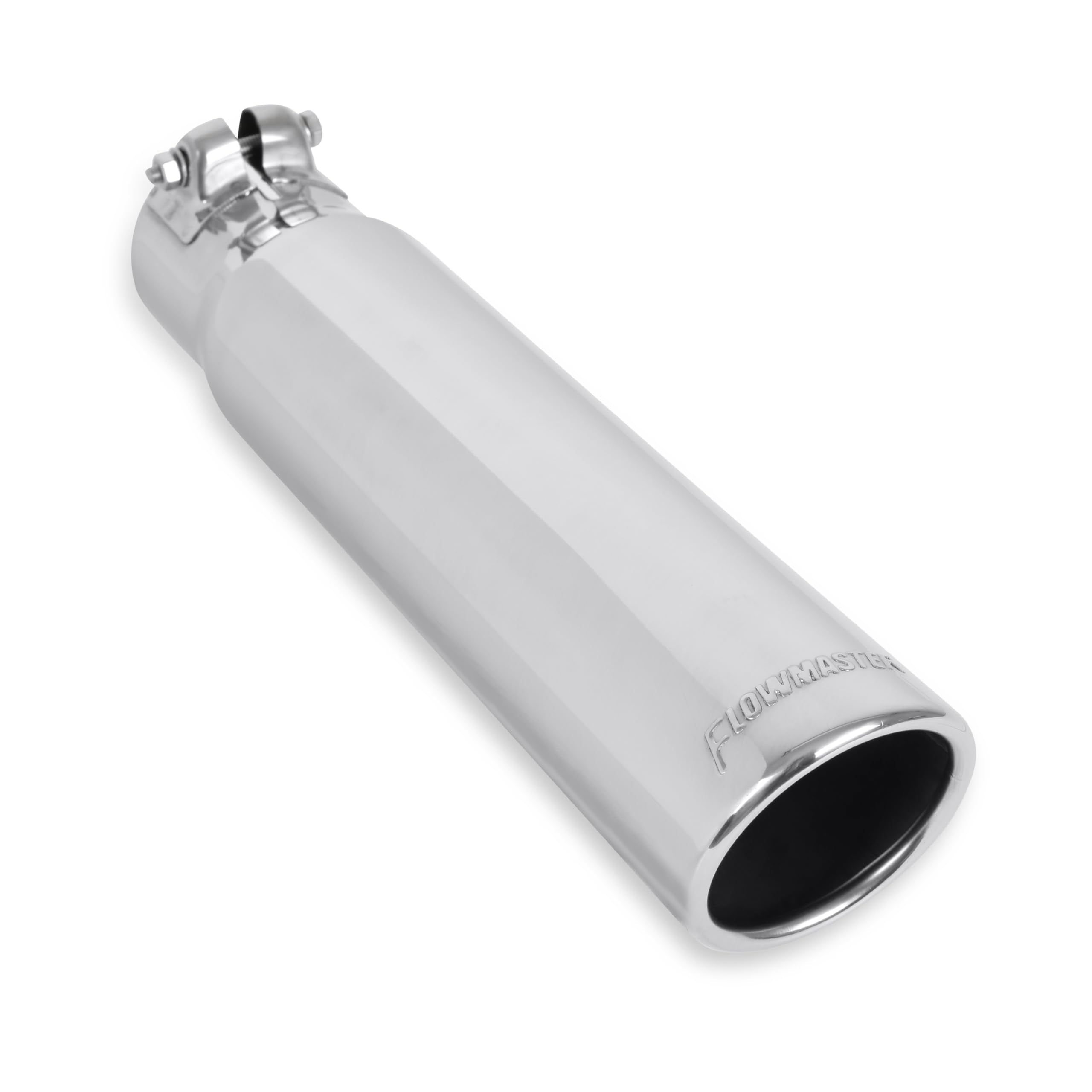 Flowmaster Exhaust Tip 15361 3 Inch Rolled Angle Polished 304 Stainless Steel Fits 2.50 Inch Tubing Clamp On