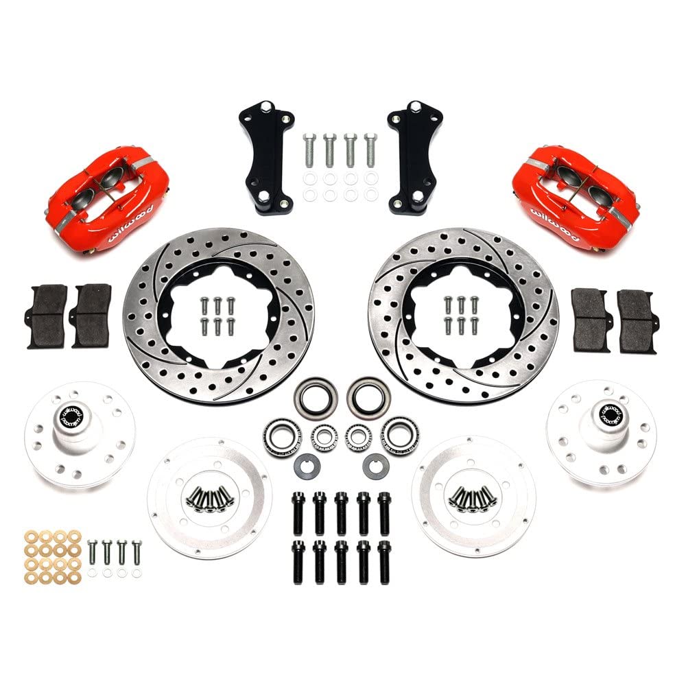 FDL Front Kit, WILWOOD 140-12305-DR, 11.00", Drill-Red Heidts Tri -5, 2 inch Drop Spindle