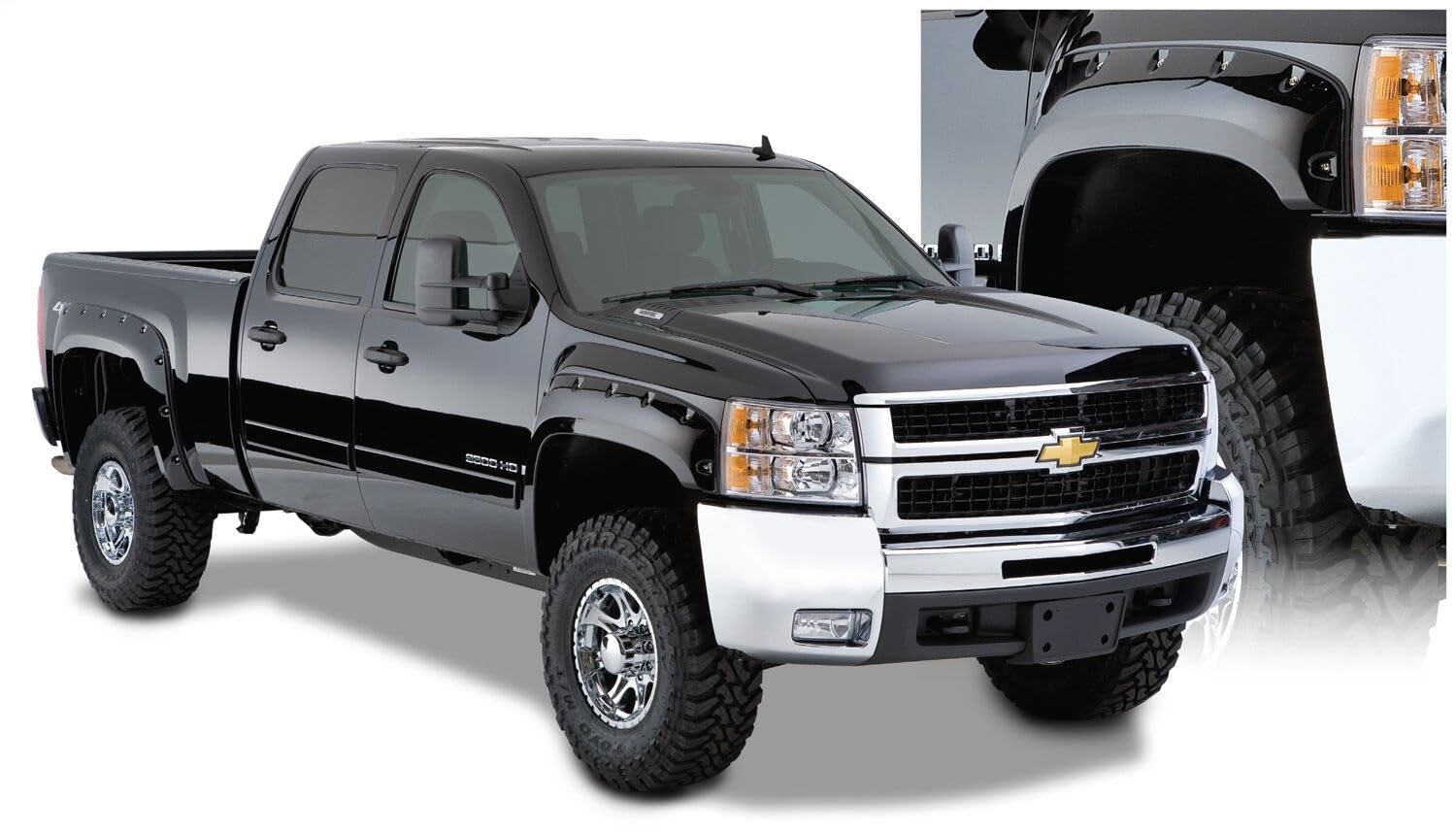 Fender Flares Husky Liners Pocket Style | Fits 2007-2013 Chevrolet Silverado 1500; 2007-2014 Chevrolet Silverado 2500 HD & 3500 HD (Excludes Dually) | Front & Rear, 4-pc Black - 2804924
