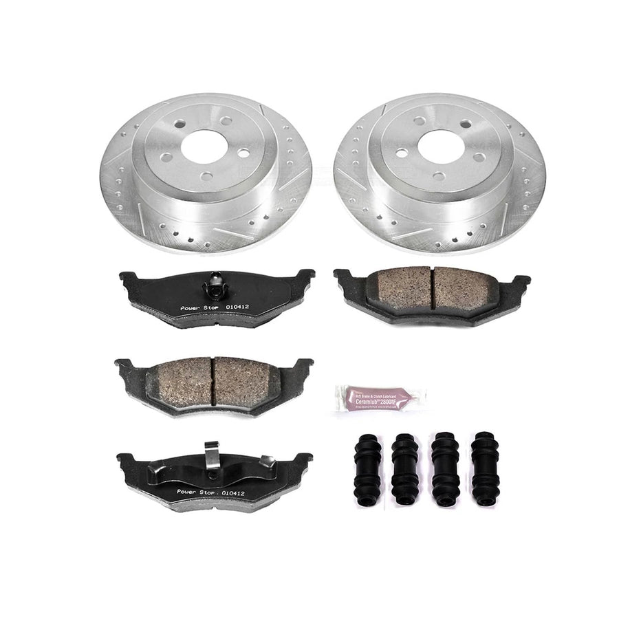 Power Stop K6266 Z23 Carbon Fiber Brake Pads with Drilled & Slotted Brake Rotors Kit For Chrysler Cirrus 1995-2000, Chrysler Sebring 1996-2006 [Model Specific]