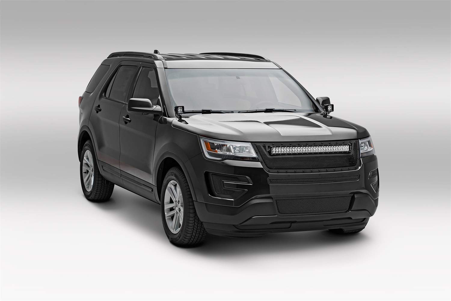 ZROADZ LED Kit Ditch Hood Hinge - Compatible w/ 2016-2017 Ford Explorer - Incl. (2) 3 Inch LED Pod Lights - Mild Steel Gloss Black Finish - Bolt-On Easy Installation - PN #Z366641-KIT2