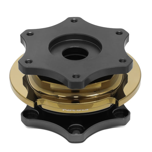 NRG Innovations SRK-R200GM-CG 6-bolt SFI 42.1 Spec D Shaped Quick Release Adapter,Gun Metal Quick Release/Chrome Gold Ring
