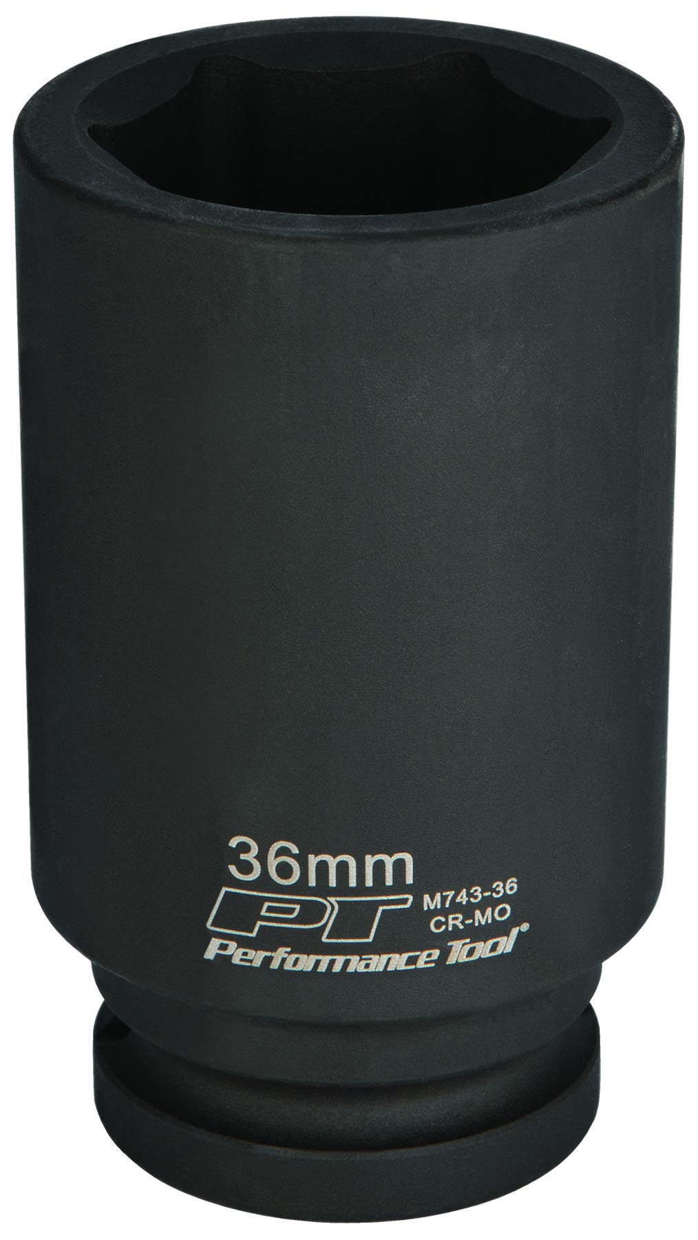 36 mm Deep Wall Impact Socket Performance Tool M743-36 for Heavy-Duty Automotive Repairs and Maintenance