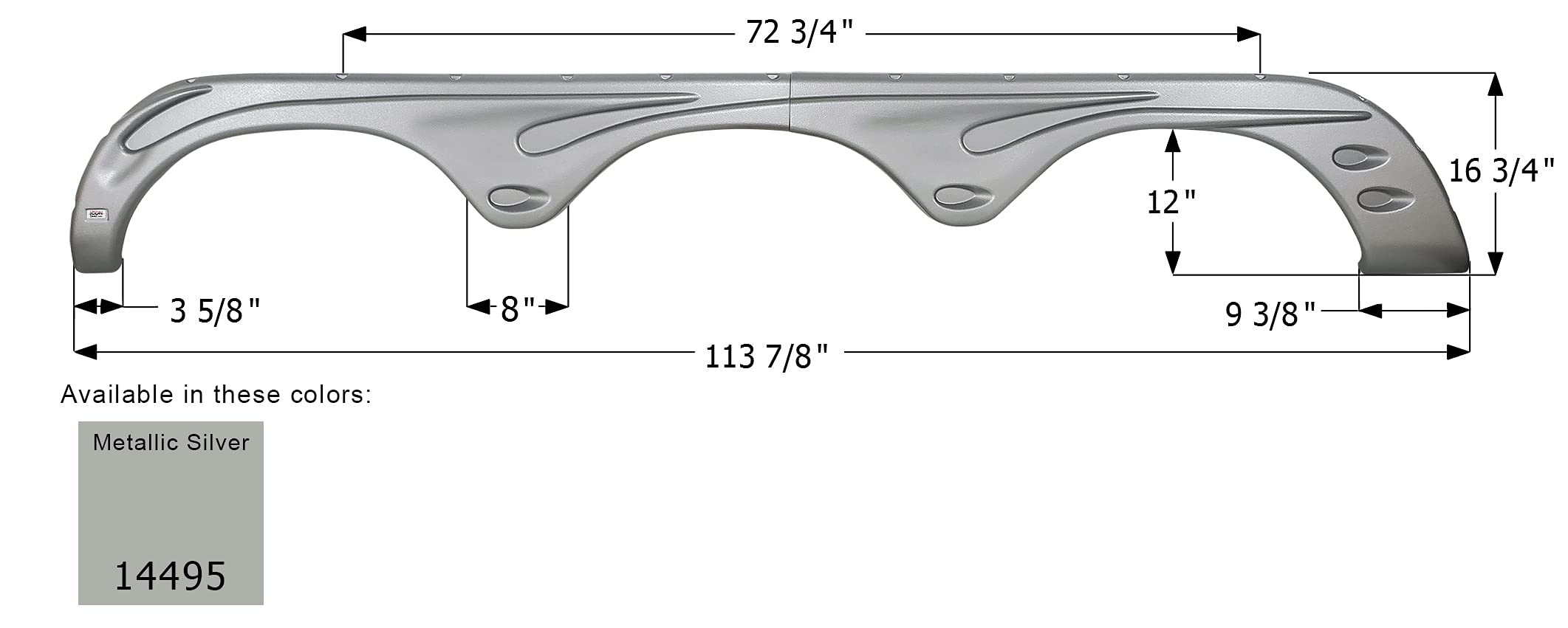 Fender Skirt ICON 14496, Triple, Forest River, FS4495, Metallic Silver, LH