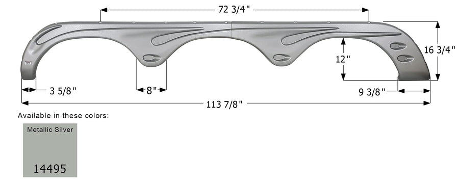 Fender Skirt ICON 14496, Triple, Forest River, FS4495, Metallic Silver, LH