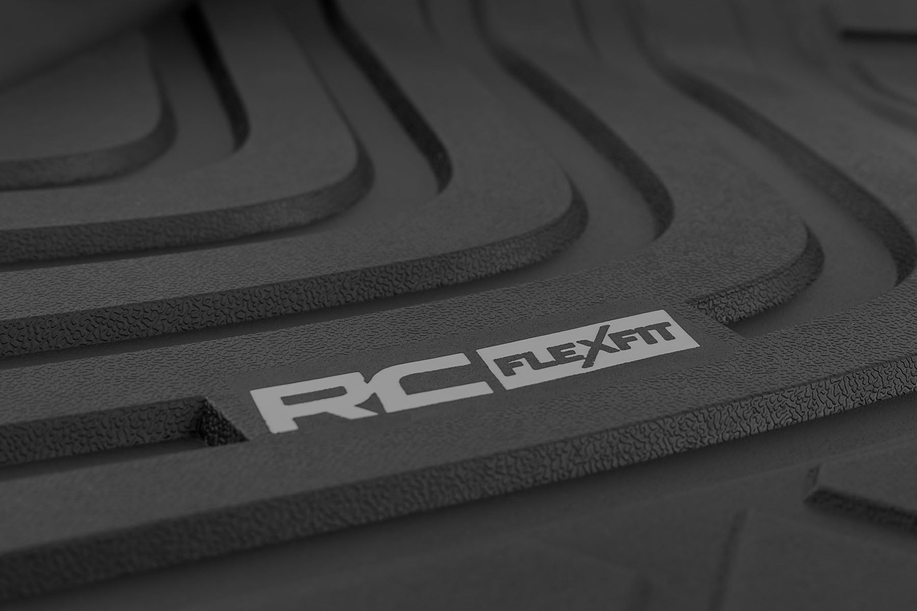 Rough Country Front Flex-Fit Floor Mats for Toyota Tundra (2022–2025) Crew Cab - Custom All-Weather Non-Slip TPE Liners w/Spill Saver Lip