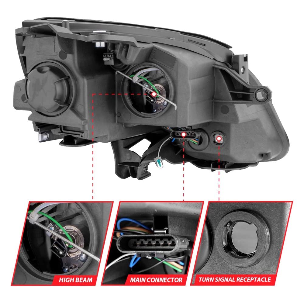 2007-2012 GMC Acadia Anzo USA Projector Headlights Balck Housing (111530)