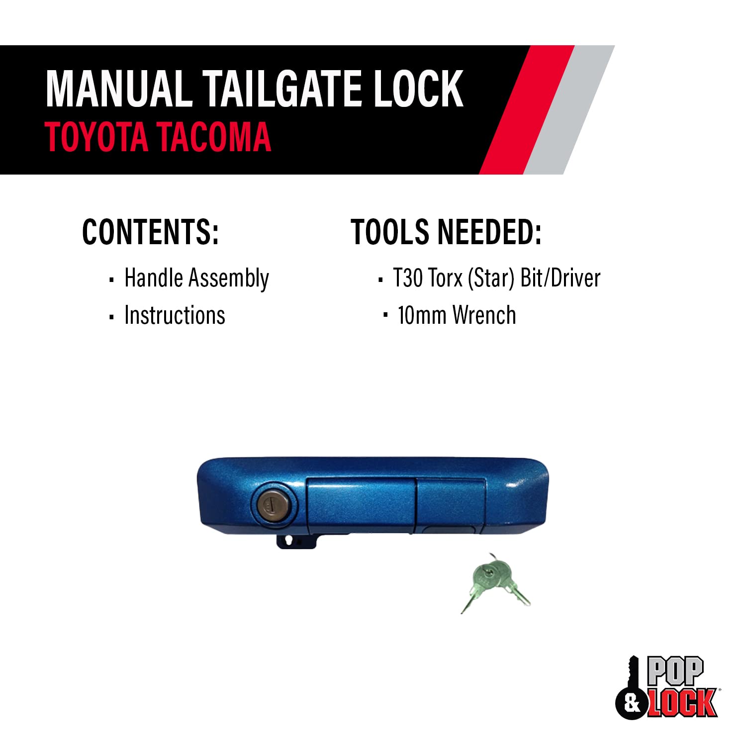 Pop & Lock PL5502 Manual Tailgate Lock for Toyota Tacoma Speedway Blue (Standard Lock)