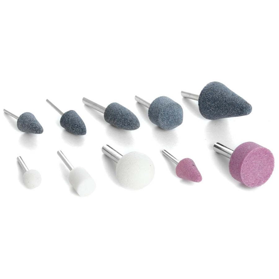 10 Piece Performance Tool M565C Assorted Mounted Stone Set with 1/8 and 1/4-Inch Shank, Ideal for Precision Grinding and Polishing Tasks