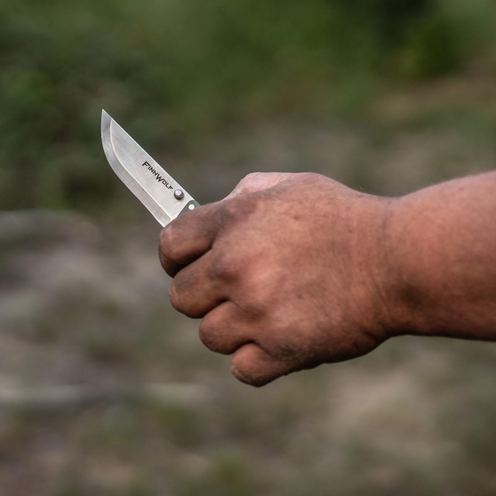 COLD STEEL 3.5in Finn Wolf AUS8A Razor-Sharp Straight Back Blade 4.375in Griv-Ex OD Green Handle Hunting Folding Knife, Boxed