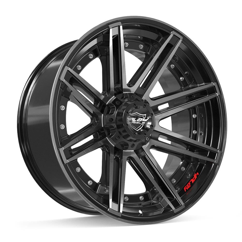 22 inch 4PLAY Wheels Rim Fits 6x135 + 6x139.7 Silverado Suburban Tahoe Expedition F150 Raptor 4P08 22x10 Brushed Black Wheels