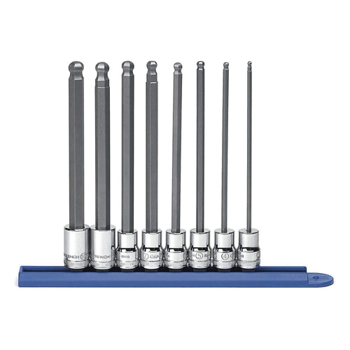 8 Pc. GEARWRENCH 3/8" Drive Long Ball End Hex Bit Socket Set, Metric - 80573