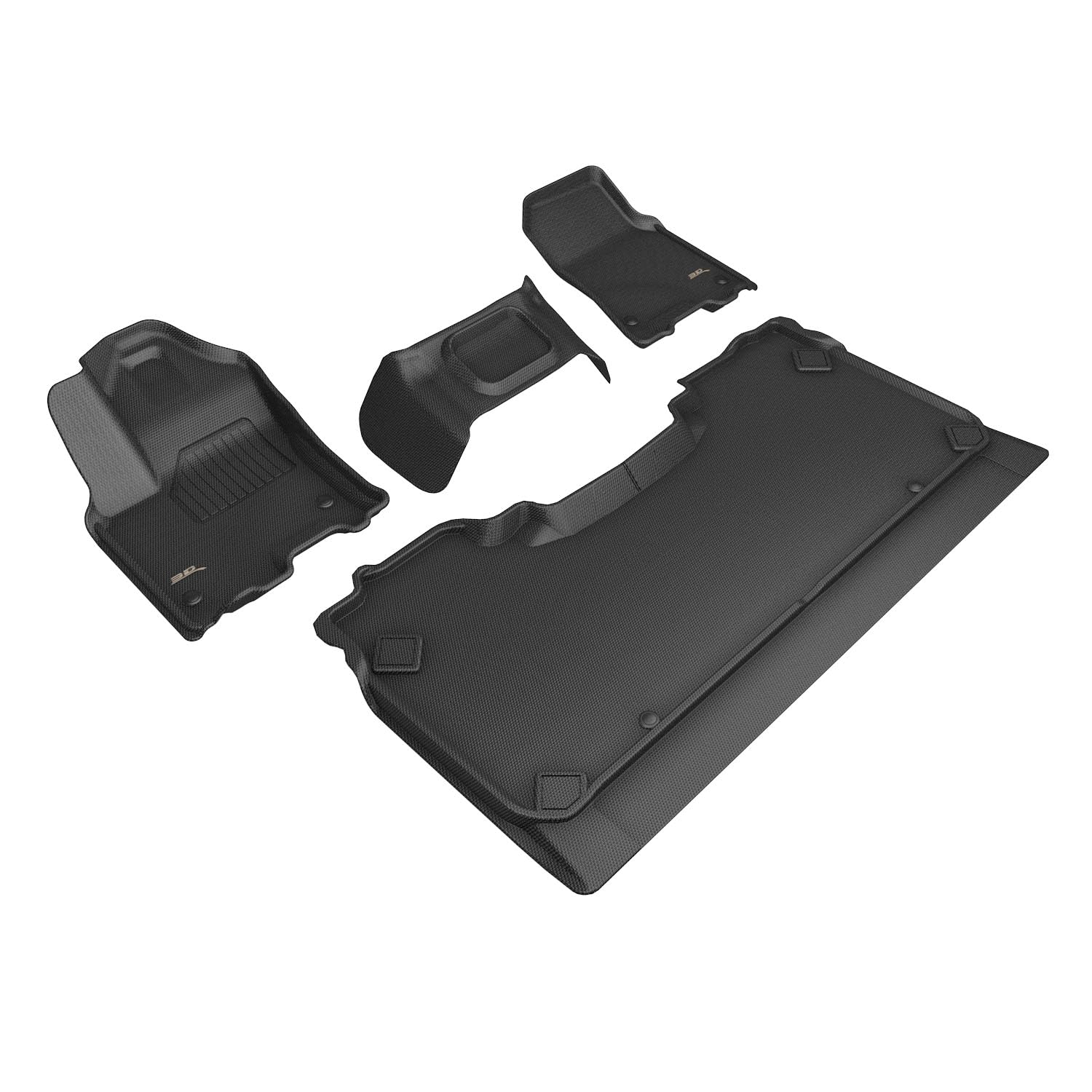 Custom Fit 3D MAXpider Kagu Floor Mat (Black) Compatible with Dodge RAM 1500 Crew Cab Bench Seats 2025-2026 - Full Set