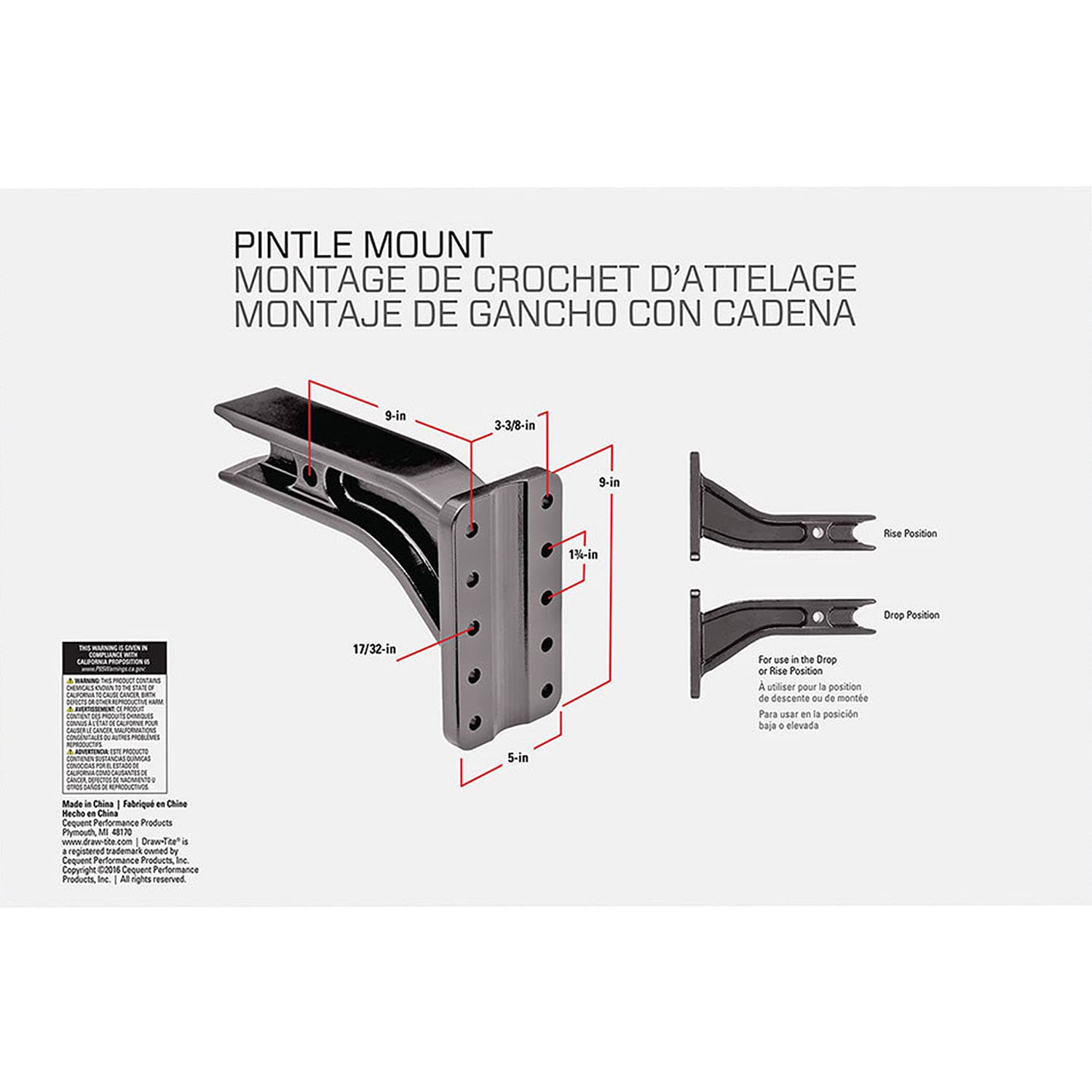 3" Receiver Draw-Tite Pintle Hook Mounting Plate 38186