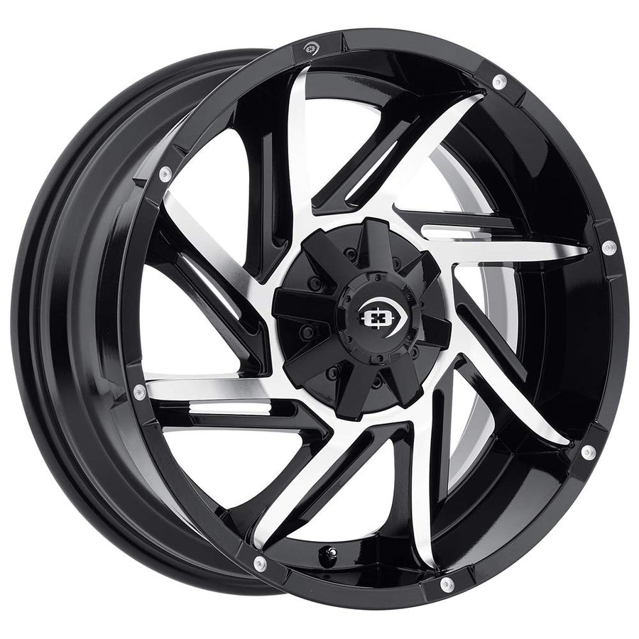 18x9 Vision 422 Prowler Black/Machined Wheel Rim 6x135-12mm Inch