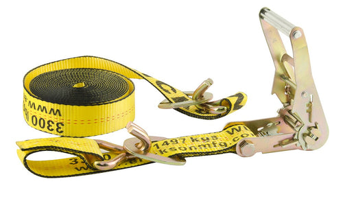2" x 20' Yellow Erickson Ratchet Strap with Floating D-Ring