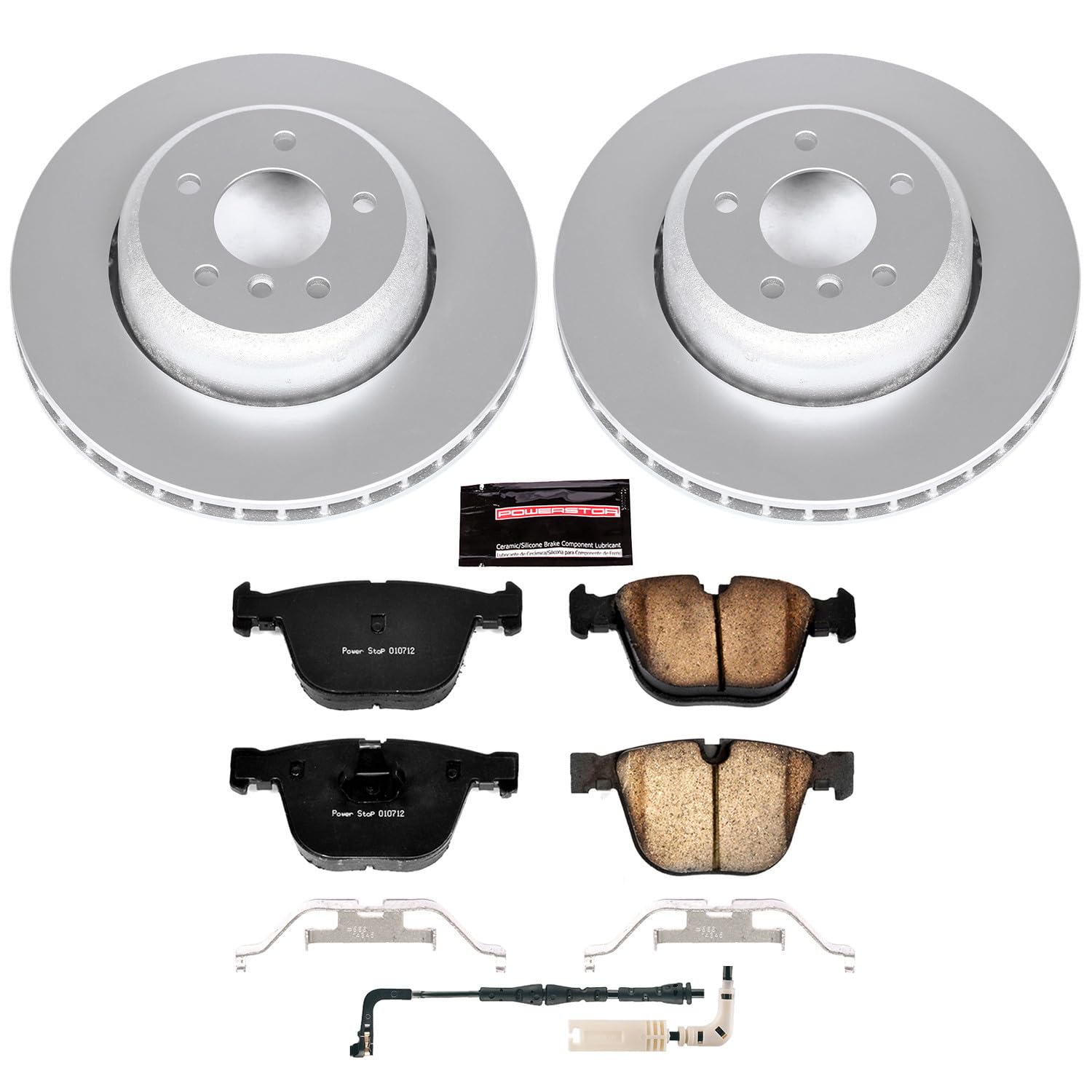 Brake Kit PowerStop For 535i 2008-2010, 545i 2004-2005, 550i 2006-2010, 645Ci 2004-2005, 650i 2006-2010 [Model Specific] - Rear Geomet Coated Disc Rotors & Ceramic Brake Pads Replacement, CRK2940