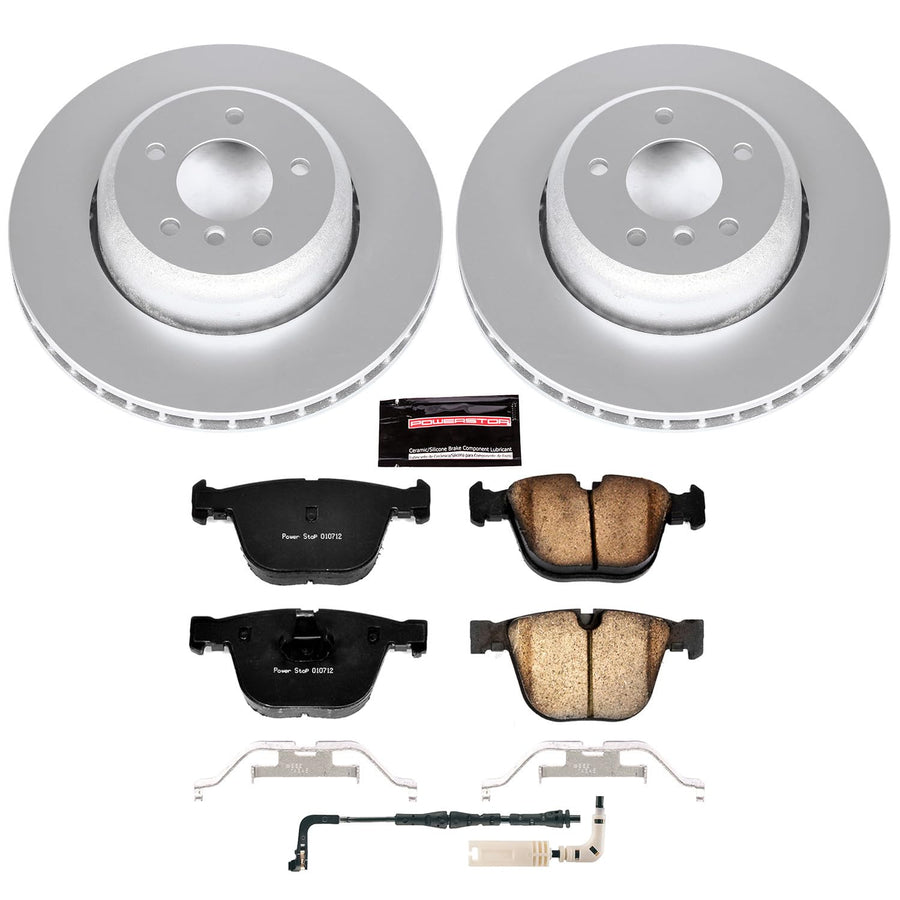 Brake Kit PowerStop For 535i 2008-2010, 545i 2004-2005, 550i 2006-2010, 645Ci 2004-2005, 650i 2006-2010 [Model Specific] - Rear Geomet Coated Disc Rotors & Ceramic Brake Pads Replacement, CRK2940