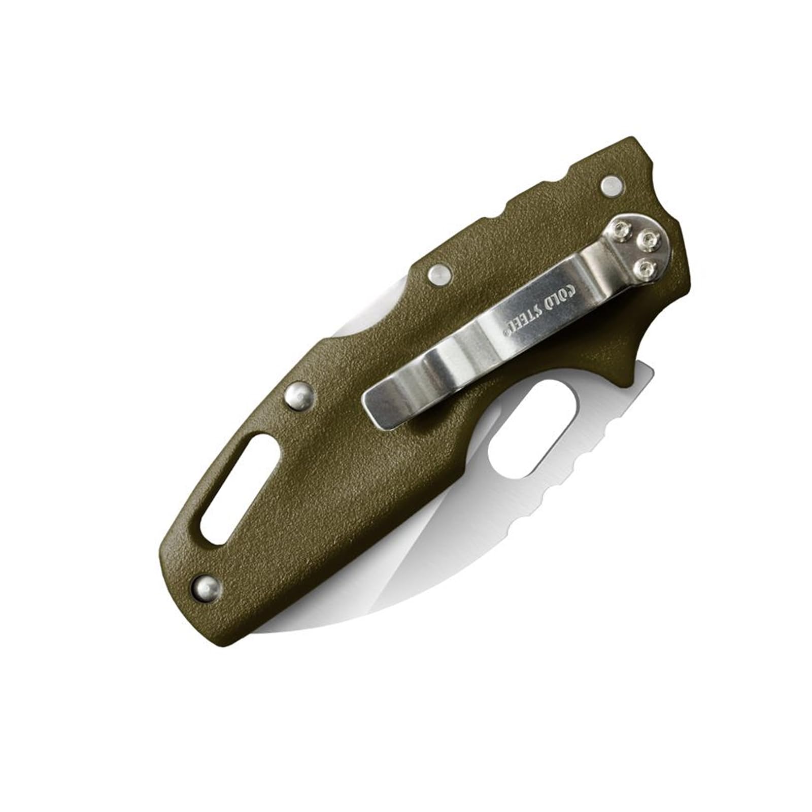 Tuff Lite Cold Steel 2.5" AUS8A Sheepsfoot Razor-Sharp Plain Blade 3.5" Griv-Ex OD Green Handle Pocket Folding Knife, Boxed