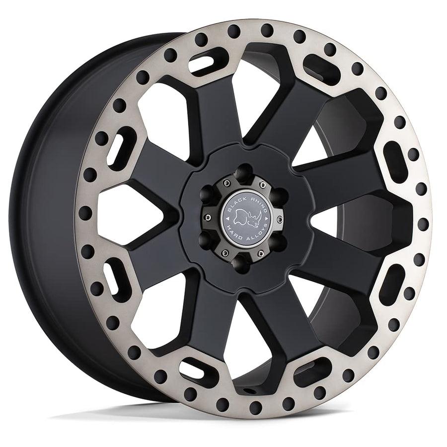 Black Rhino WARLORD Hard Alloys 17X8 6X130 6.55 52mm MATTE BLACK W/MACH DARK TINT - 1780WAR526130M84