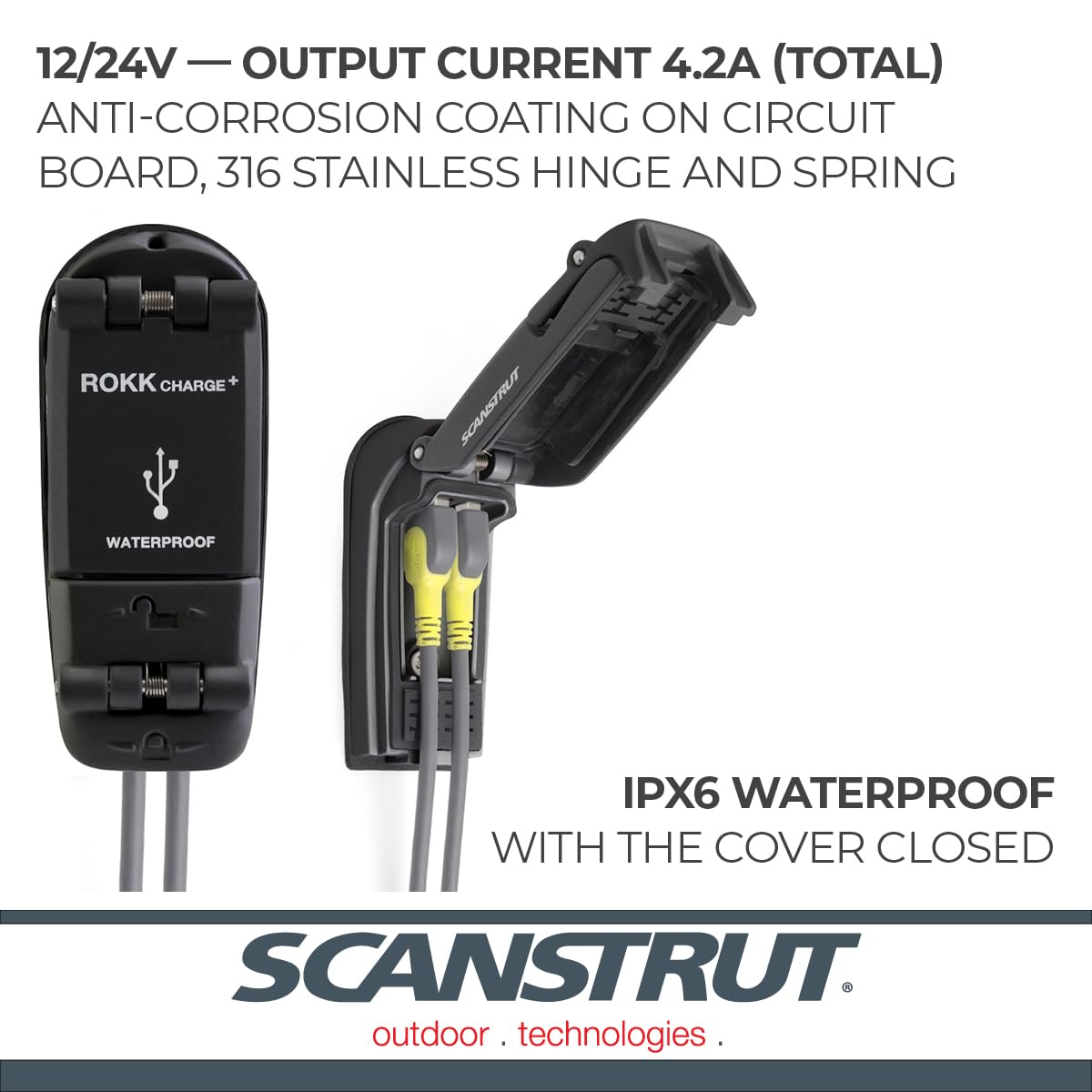 Scanstrut ROKK Charge+ Waterproof Dual USB Fast Charge Socket SC-USB-02