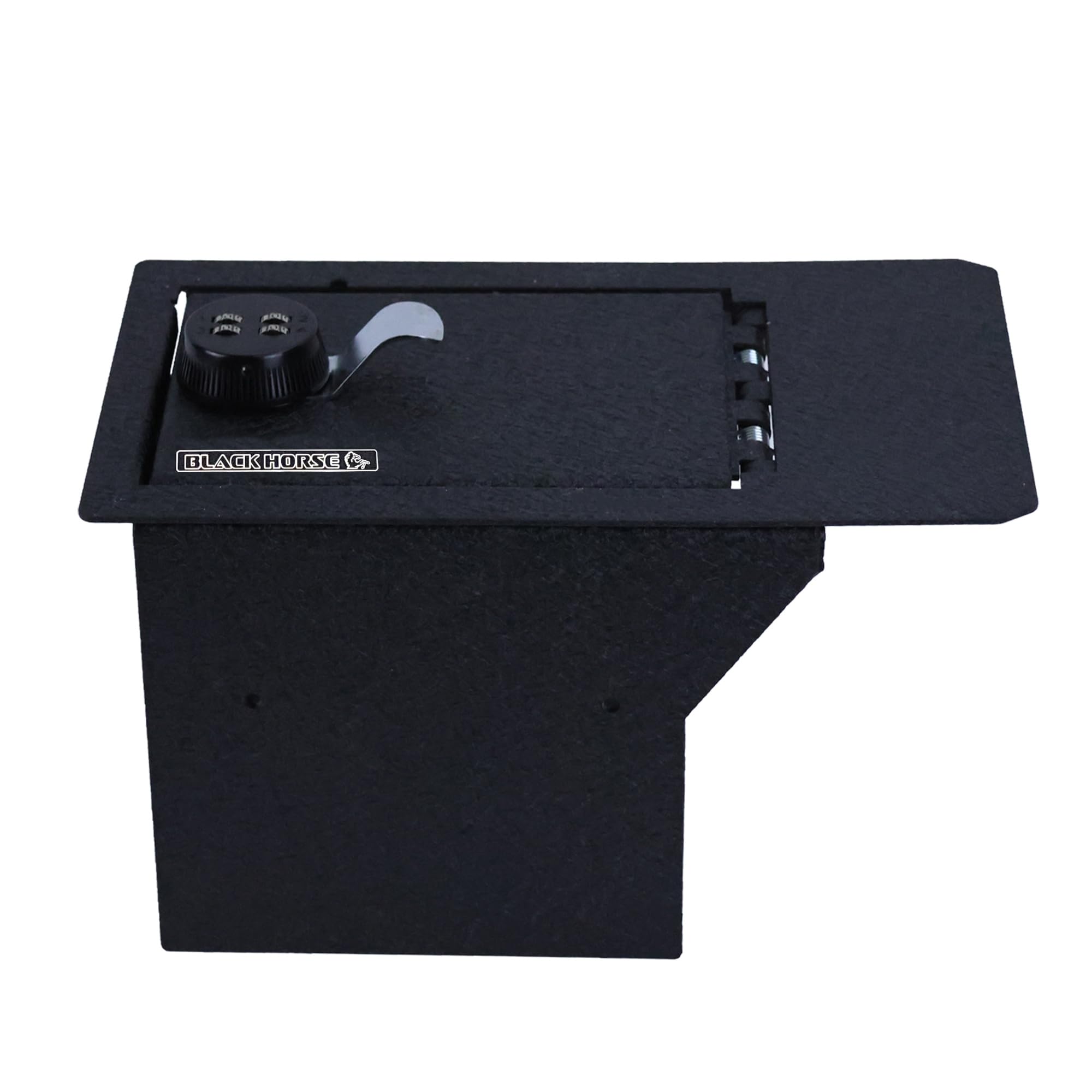 Center Console Safe Black Horse Security Lock Box, Black Gun Box Organizer, with 4 Digit Combination Resettable Lock Compatible with 2023-2024 Ford F-250 Super Duty-ASFS23